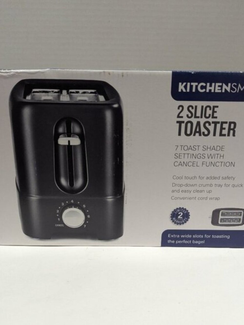 KitchenSmith by Bella 2 Slice Toaster - Black